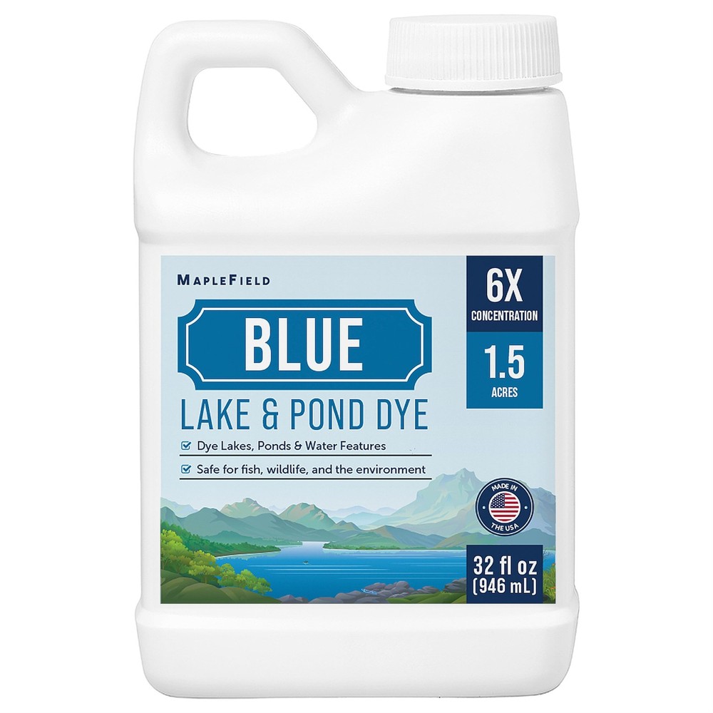 Maplefield 6X Blue Pond & Lake Dye 32oz - Fish-Friendly, Easy Apply