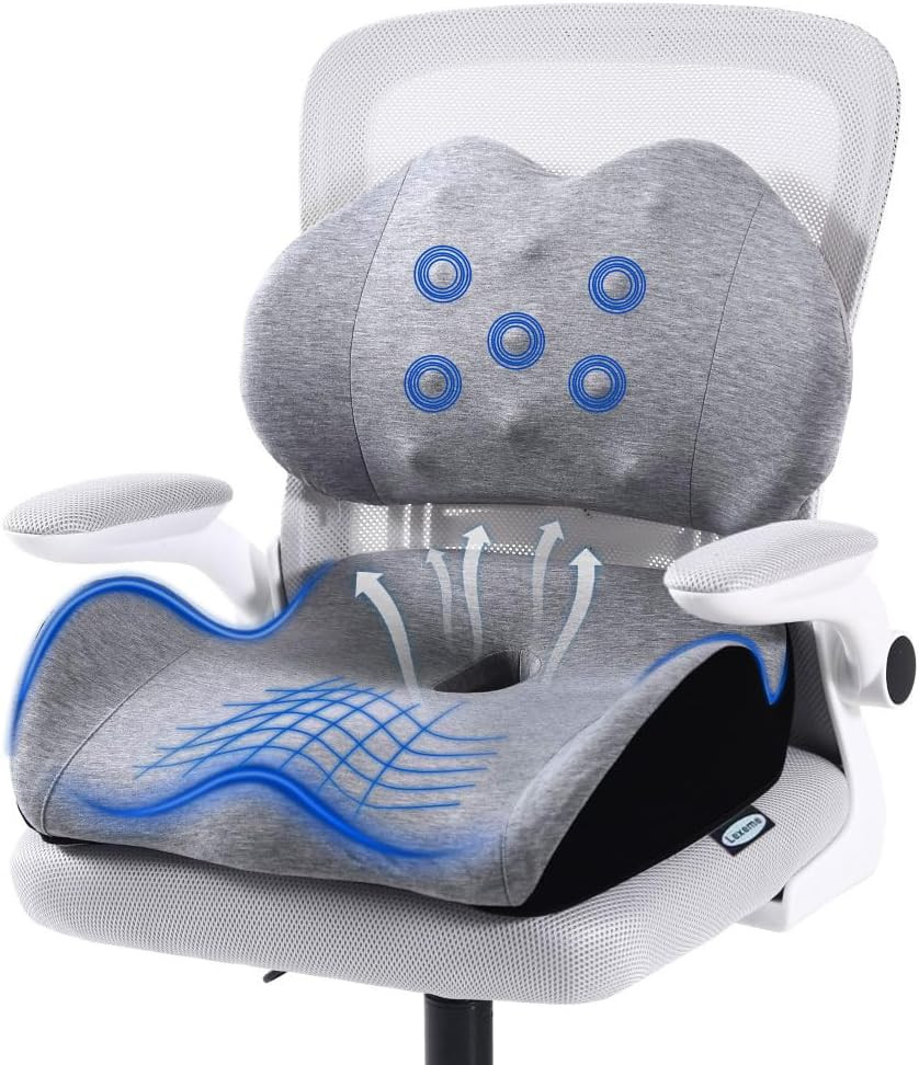 X Large Memory Foam Seat Cushion Lumbar Support Pillow for Sciatica & Tailbone P