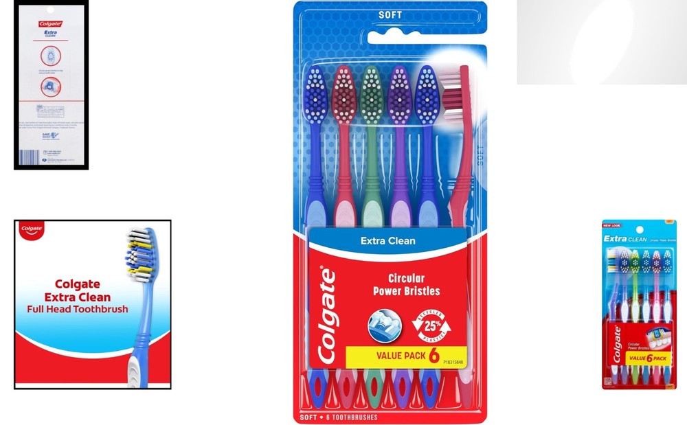 Reusable Soft Toothbrush with Circular Bristles - 6 Pack for Ultimate Clean