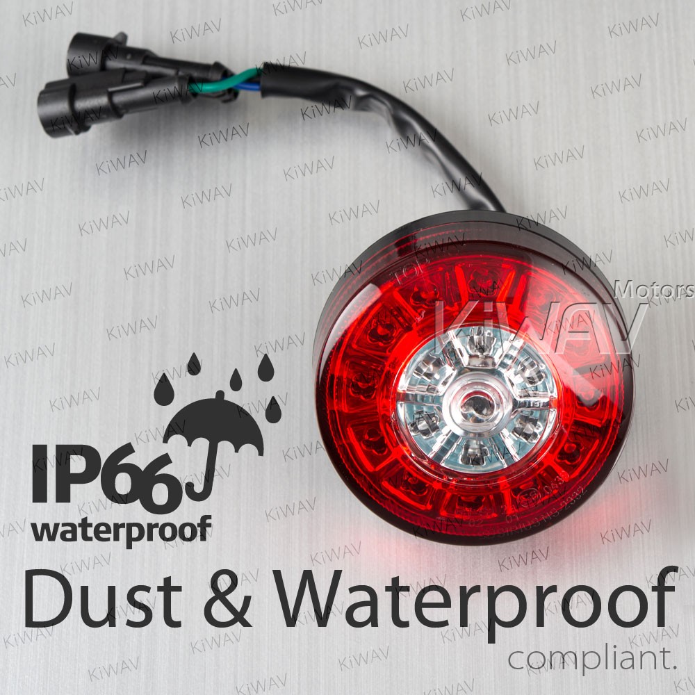 LED Round Tail Lamp with Black Mounting Bracket & Bolt Caps IP66 Waterproof