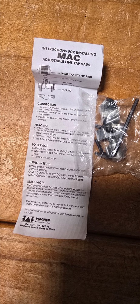 MAC Adjustable Line Tap Valve HVAC Piercing Valve Kit Wagner