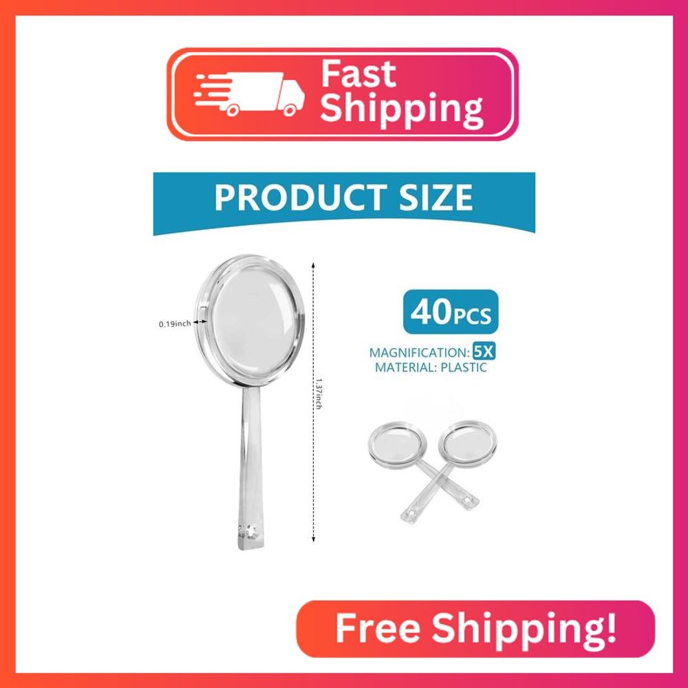 OBTANIM 40 Pack Mini Plastic Handheld Magnifying Glasses Portable Reading Magnif