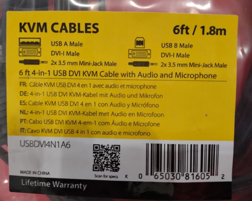 StarTech KVM Cables USBDVI4N1A6 6FT