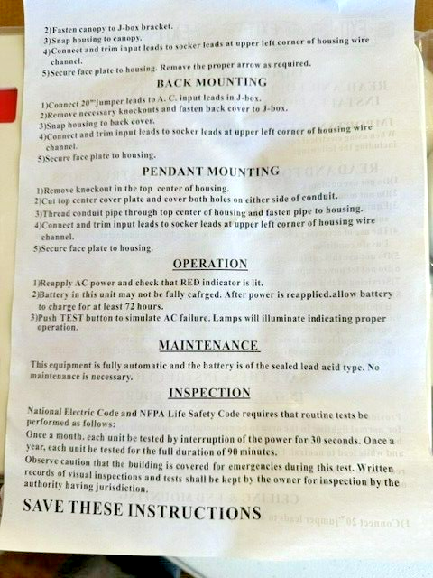 2-Light Plastic LED White Exit Sign with Red Light Up Exit Emergency Combo LED