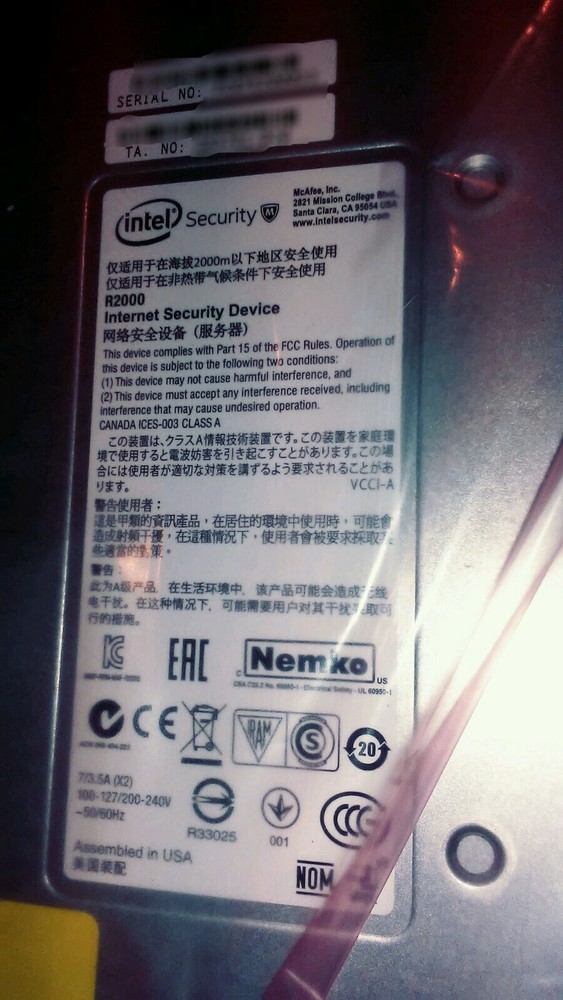 New Genuine McAfee Security Appliance Associate Server DLP-5500 Intel Open Box