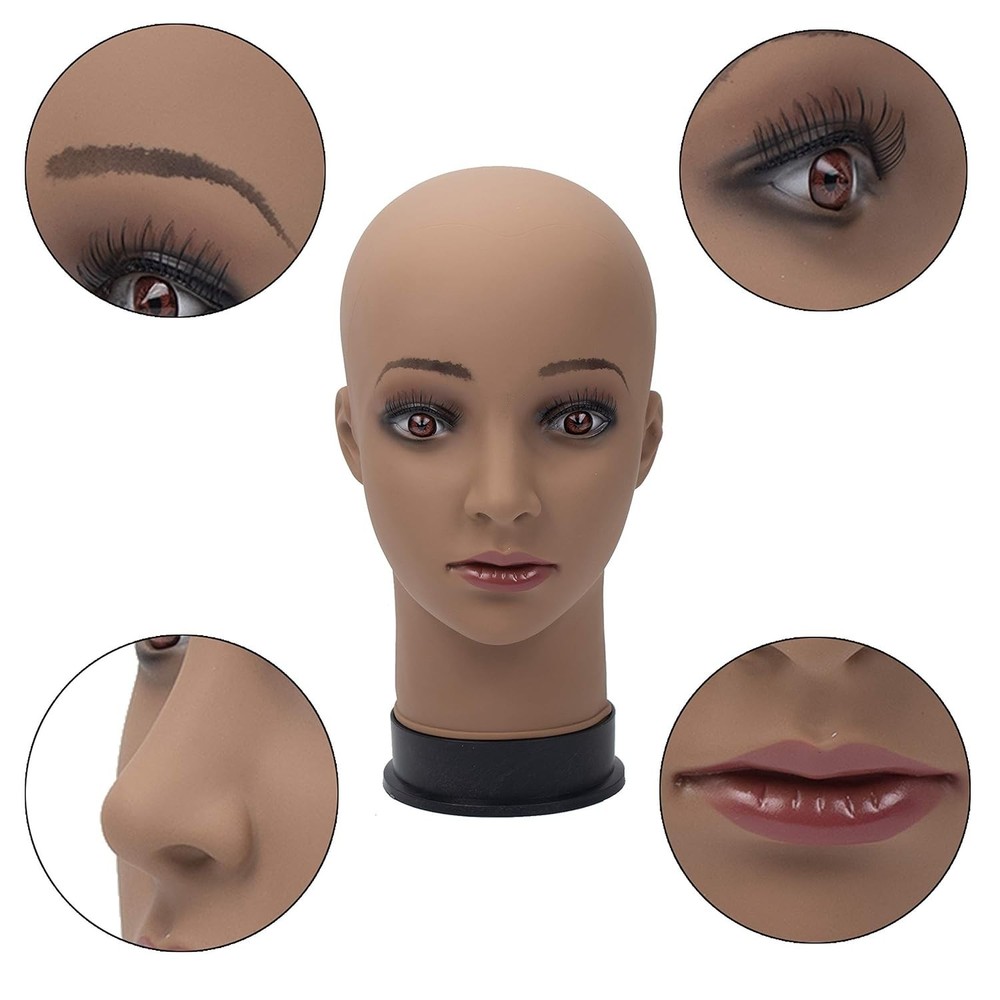 22'' Professional Brown Mannequin Head for Makeup Practice & Wig Display