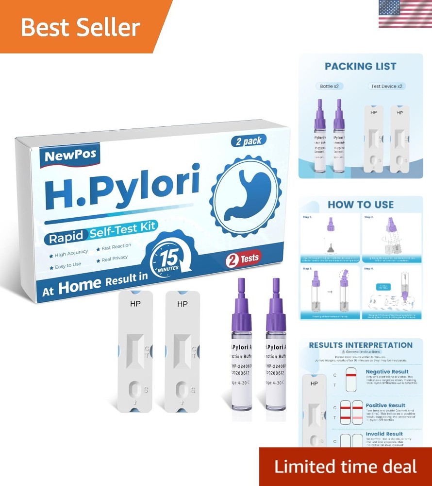 H Pylori  Kit Stool Antigen Self- Quick Results 2 Pack