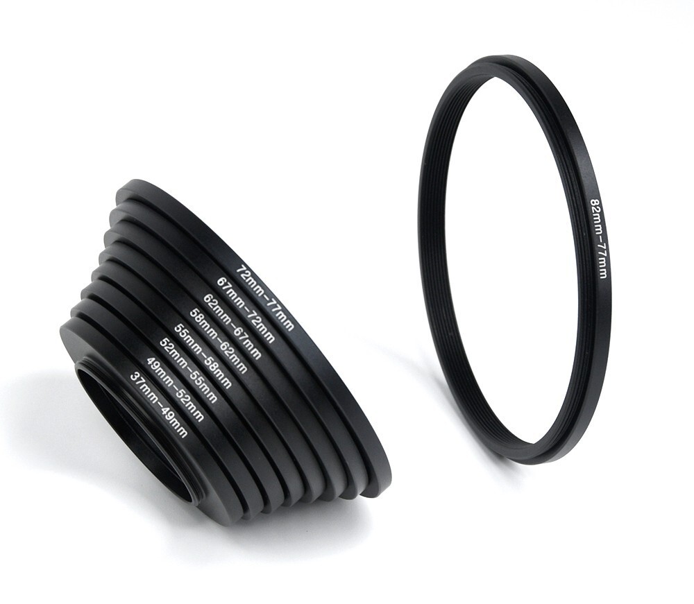 18pcs Camera Lens Filter Adapter Kit 9pcs Step Up Ring & 9pcs Step Down Set