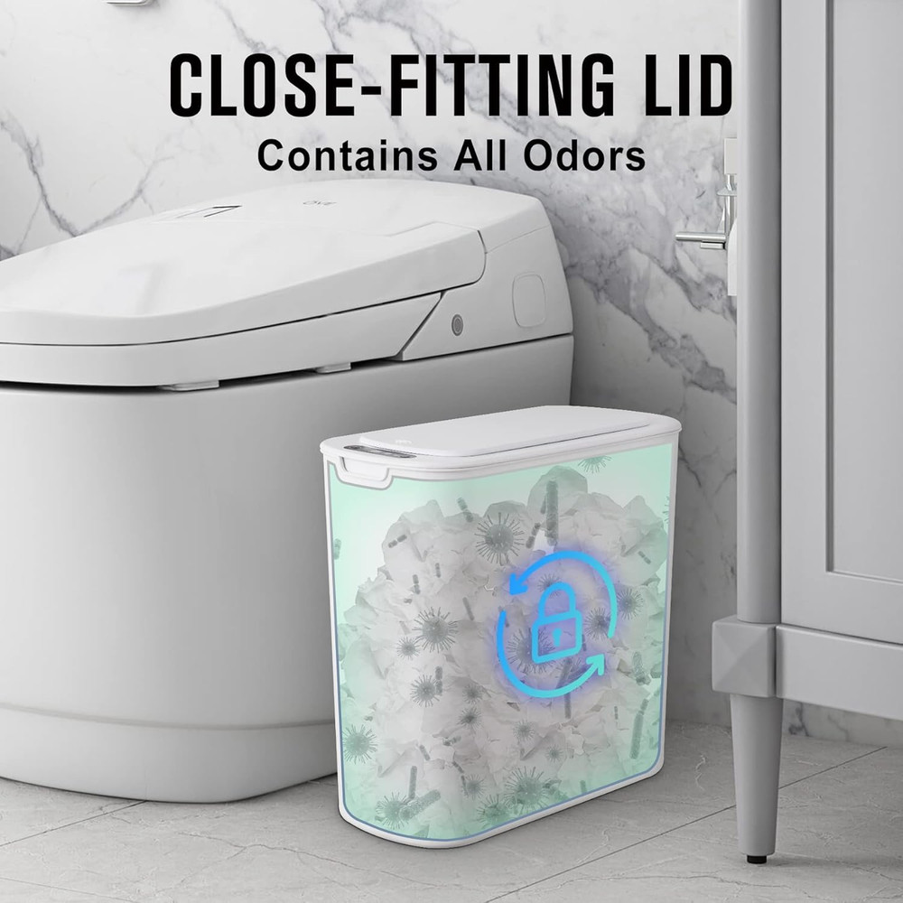 Automatic Motion Sensor Bathroom Trash Can with Lid, 2.6 Gallon Touchless Trash