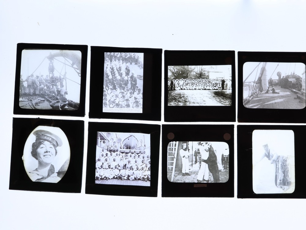 8 x Vintage Magic Lantern Slides. Naval Theme. #31