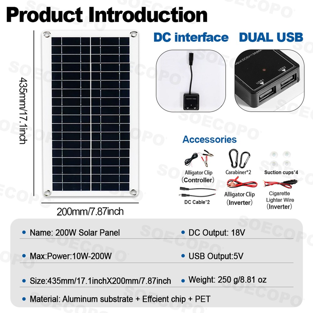 US 10000W Solar Kit | Includes Inverter, 2pcs 200W Solar Panels 100A Controller