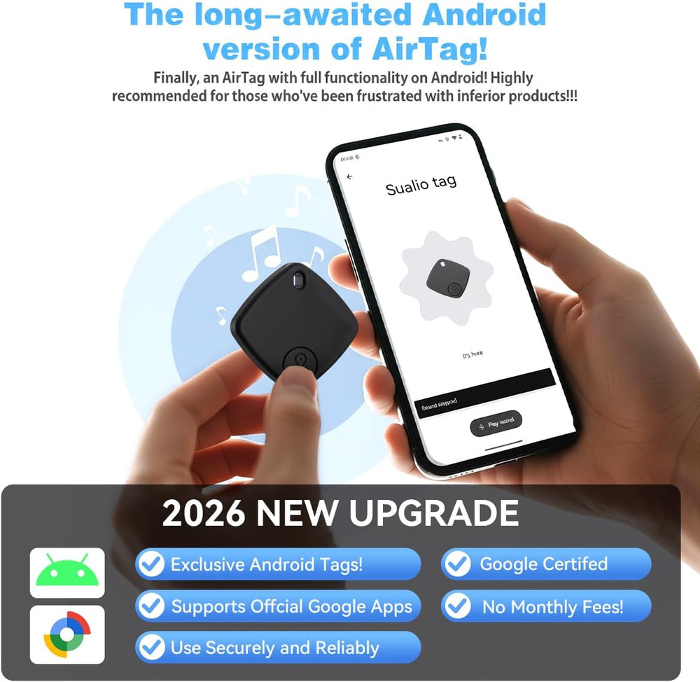 Air Tracker -4 Pack, 2026 New Bluetooth Tracker Tags, Android Tracker Tags Work