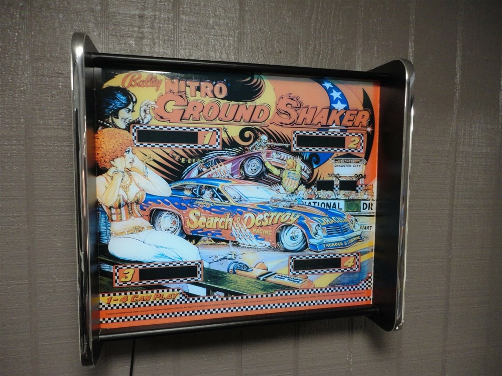 Bally Nitro Ground Shaker Pinball Head LED Display light box