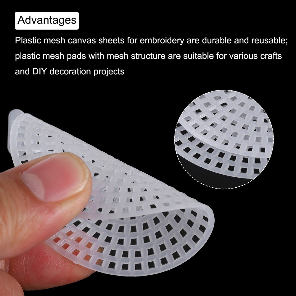 15pcs 2.4" Plastic Mesh Canvas Sheet 16 Count Round Blank Canvas White