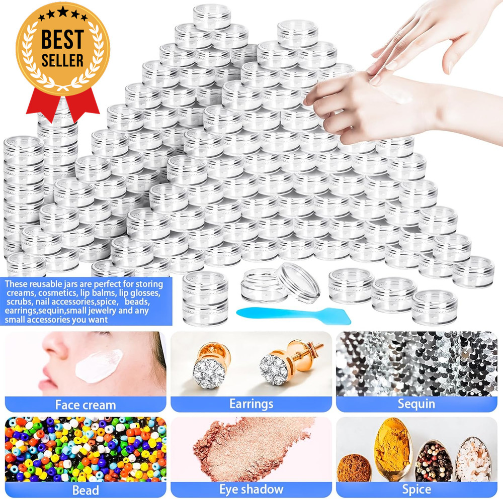 100x 5g Empty Cosmetic Jars w/ Lids & Spatulas for Creams Makeup Samples