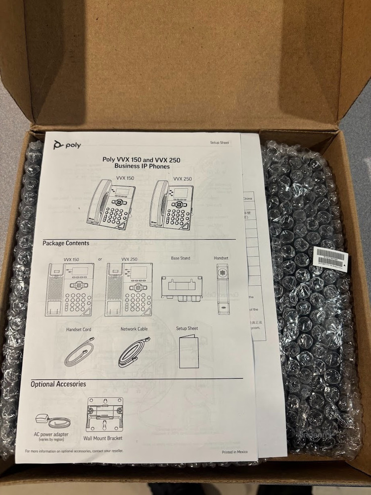 Polycom VVX 250 IP Gigabit Phone POE