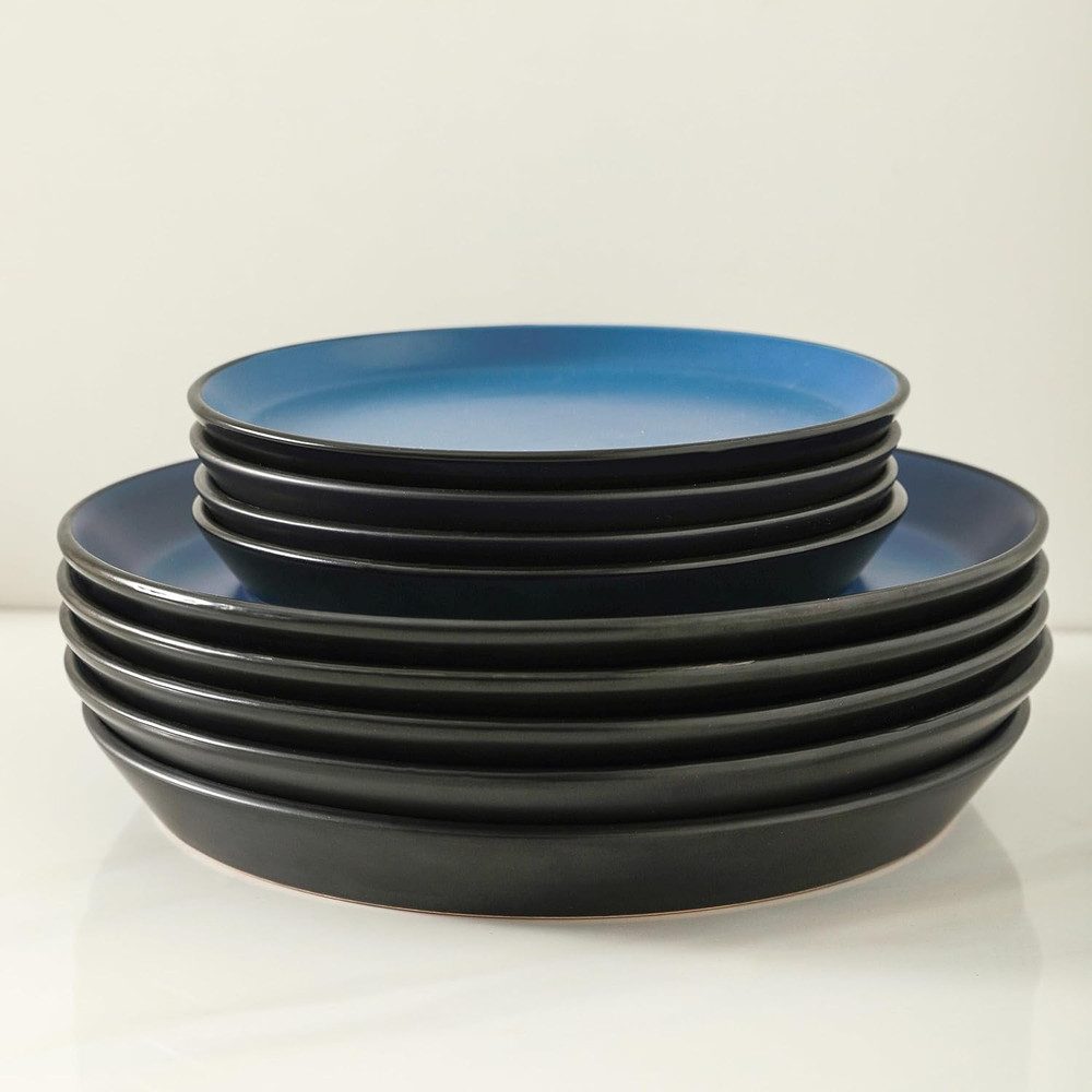 Albie Stoneware 16-Piece Modern Dinnerware Set, Kitchen Plates and Bowls Sets, S