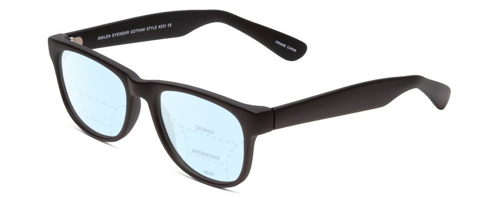 Gotham Style 253 Unisex Multi-Focus Blue Light Blocking Glasses Matte Black 52mm