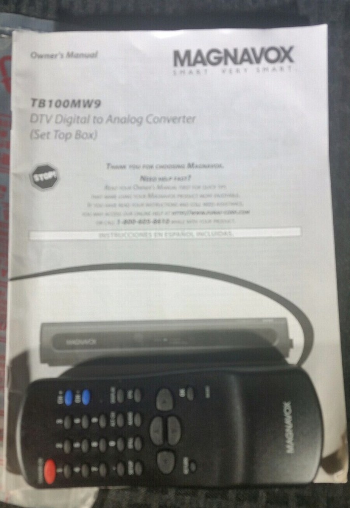 Magnavox TB100MW9 digital converter remote and instruction manual