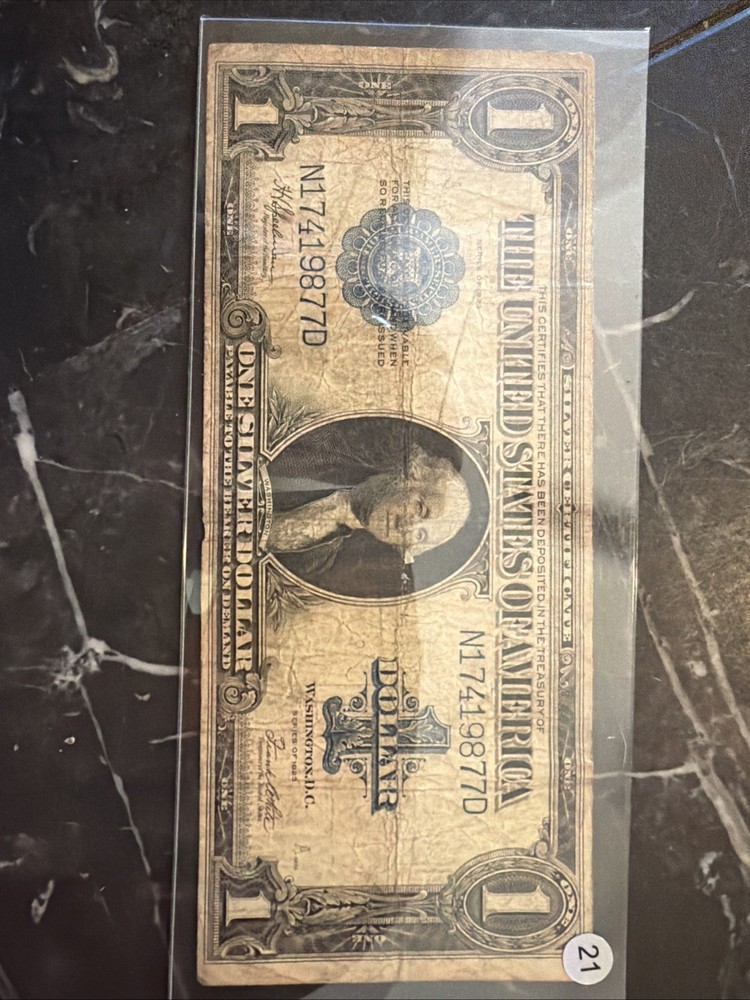 1923 One Dollar Bill Blue Seal $1 Note Sharp Silver Certificate