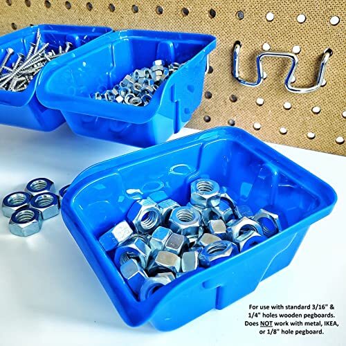 12 Pack Removable Pegboard Bins with Hooks Wall Mounted Storage Bins Organizer