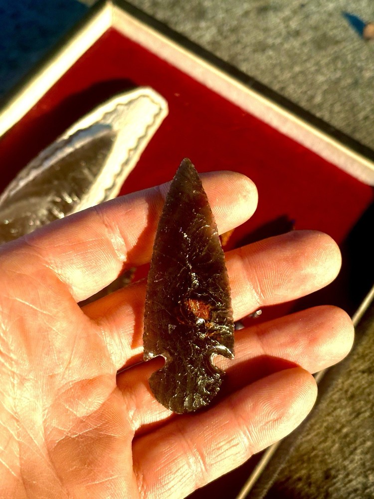 Flint Knapped Obsidian Arrowhead Points Antler Handle Knife Handmade Unique Gift