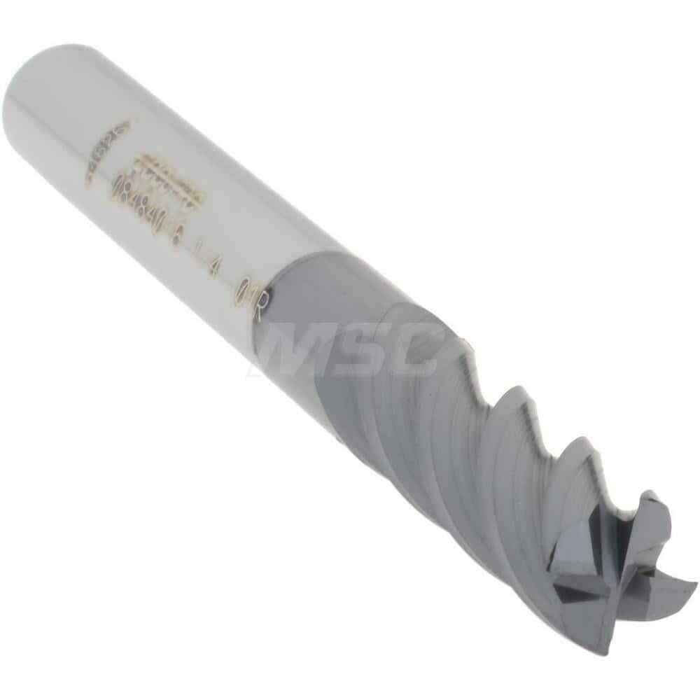 Accupro 1/4" Diam 4 Flute Single End Solid Carbide 0.01" Corner Radius End Mi...