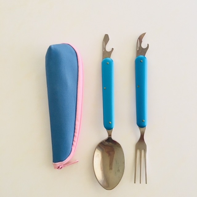 Multifunctional Camping Eating Utensils Fork  Spoon Bottle Can Opener Set
