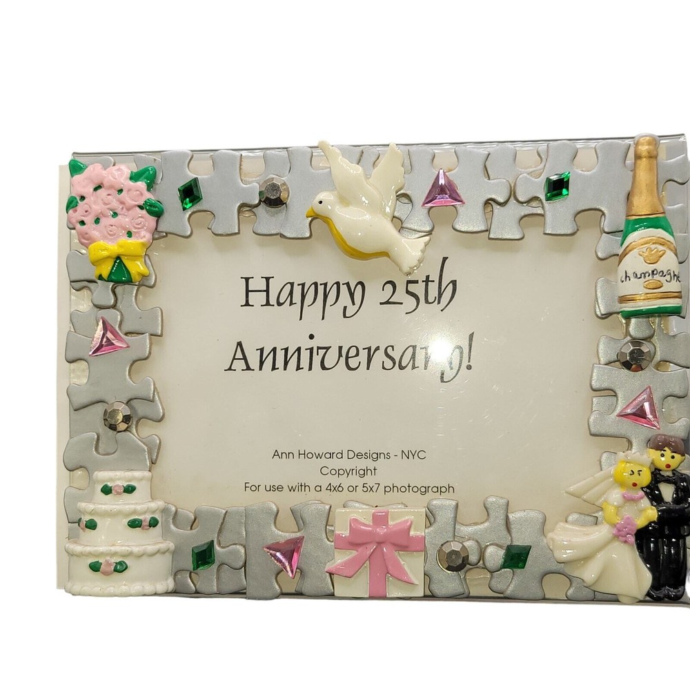 25th Wedding Anniversary ~ Ann Howard Designs NYC Handcrafted frame on acrylic