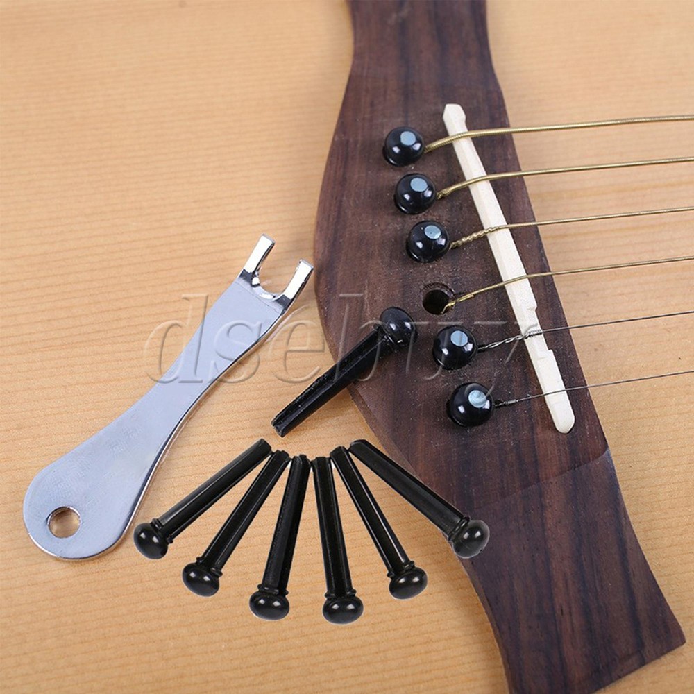15Pieces Bridge Pins & Saddle & Nut & Pin Puller for Acoustic Guitar 6 Strings