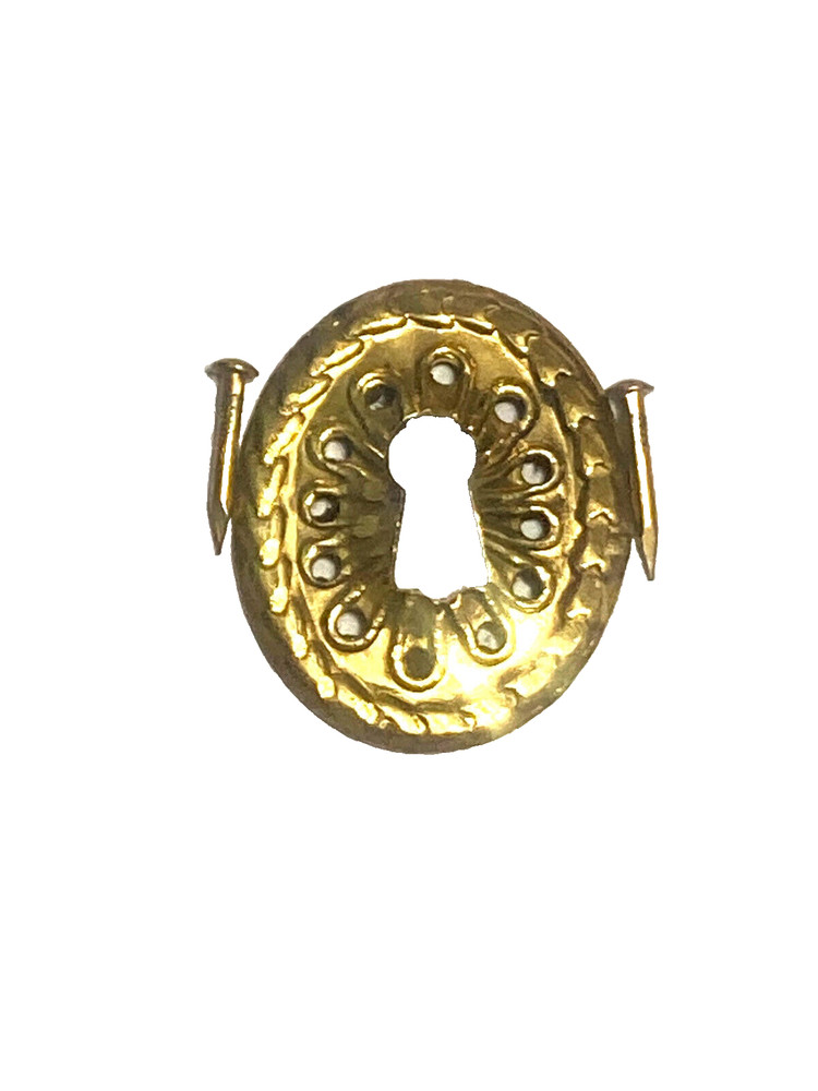 Antique Cast Brass Keyhole Escutcheon Cover