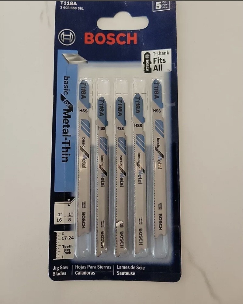 Bosch 4in T-Shank Jigsaw Blades Basic For Metal (5) Pack