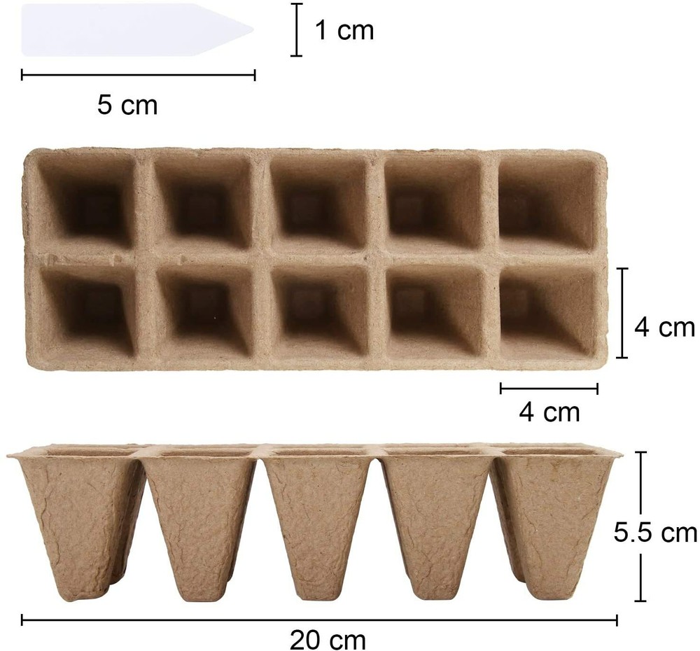 18 Pack Seed Starter Tray Kit, 180 Cells Biodegradable Seedling Pots Peat