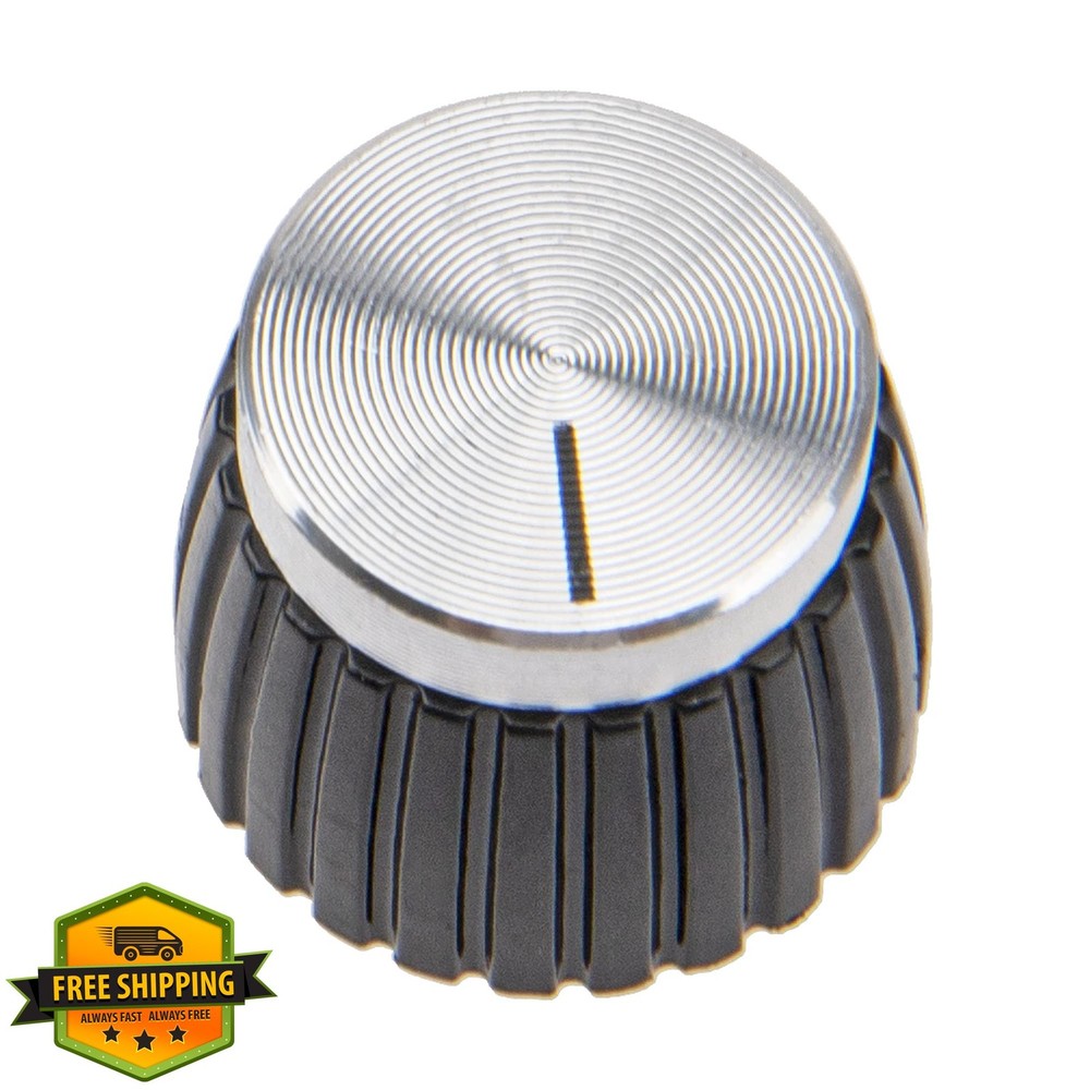 10pc Guitar Amp Knobs Black Silver Cap for Marshall 6mm Post