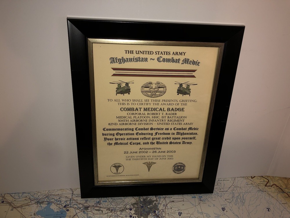COMBAT MEDIC / CMB - AFGHANISTAN (COMMEMORATIVE ISSUE CERTIFICATE)