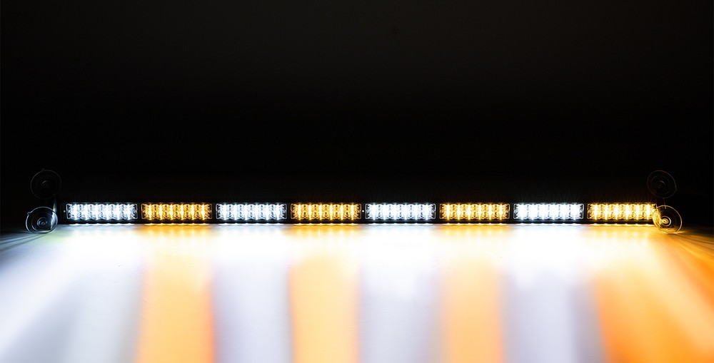 Emergency Hazard Warning Strobe Traffic Advisor Light Bar 48 LEDs Amber White