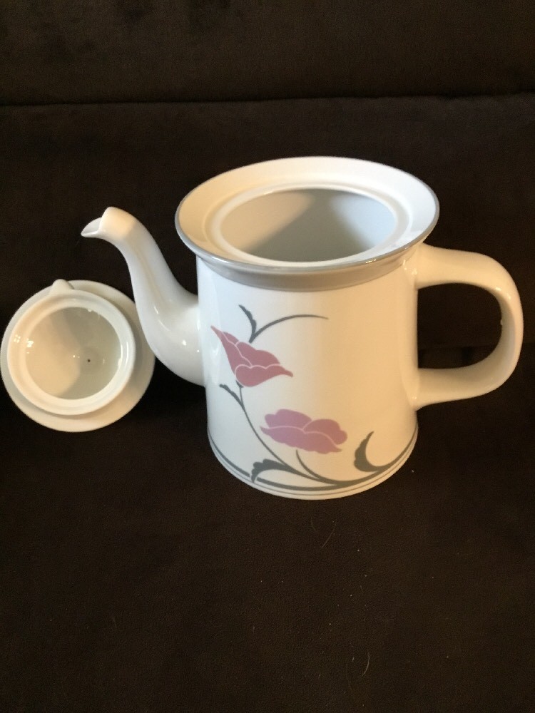 DANSK BELLES FLEUR GRAY 6 CUP COFFEE POT EUC