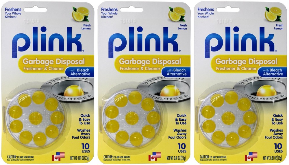 Plink Pack of 10 Garbage Disposer Cleaner and Deodorizer, Lemon (3-Pack)