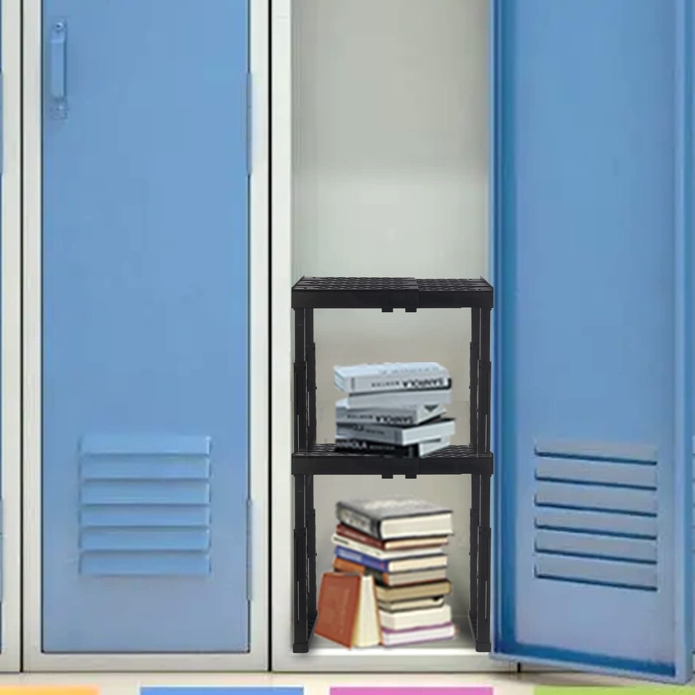 Svartur Locker Shelf Adjustable Height and Width, Medium, Black-2 Pack