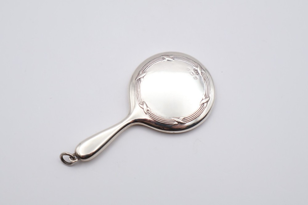 Antique Sterling Silver Chatelain Mirror Pendant Birmingham 1912
