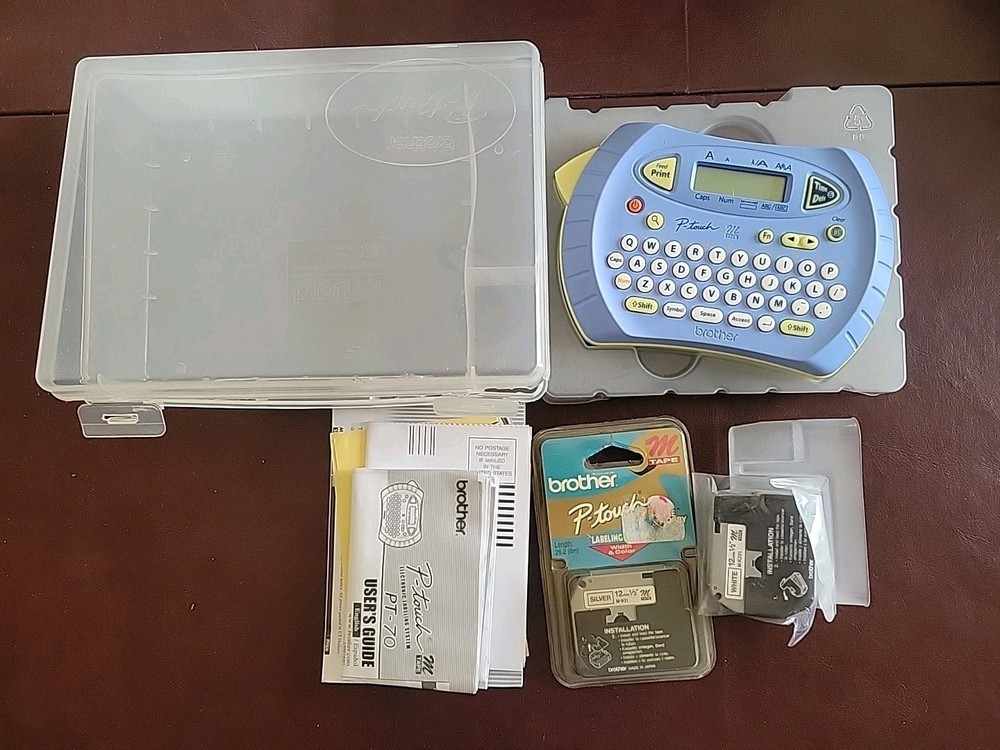 Brother P-Touch PT-70 Label Maker Printer & Storage Case ~Date/Time~ Tested! EUC