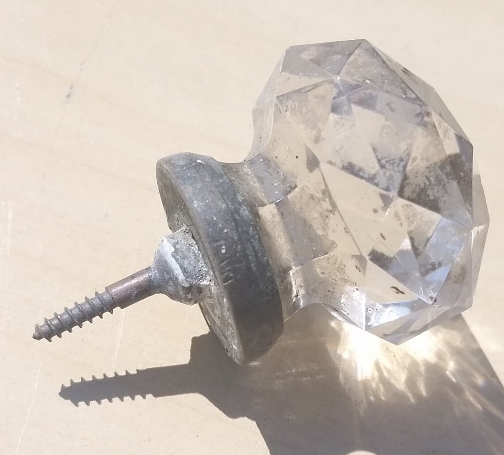 Vintage Old Antique Glass Stopper Screw Thread Handle