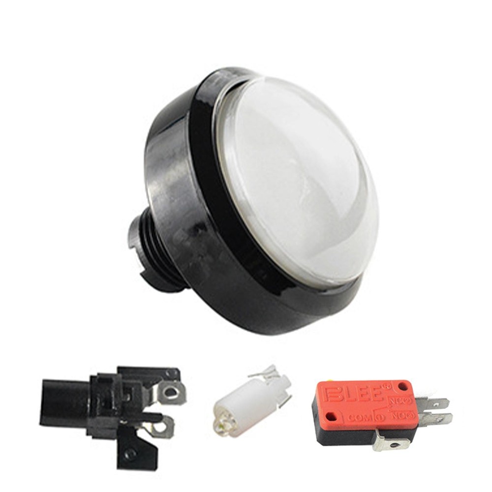 60mm White Arcade Round Push Button Illumilated 12V LED Light w/ Microswitch gg