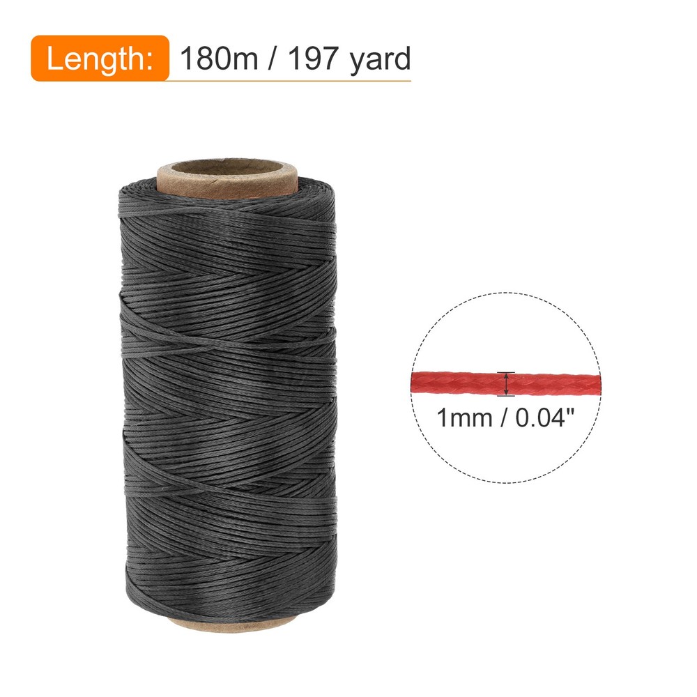 197 Yard 1mm 210D Flat Waxed Thread Polyester, Black