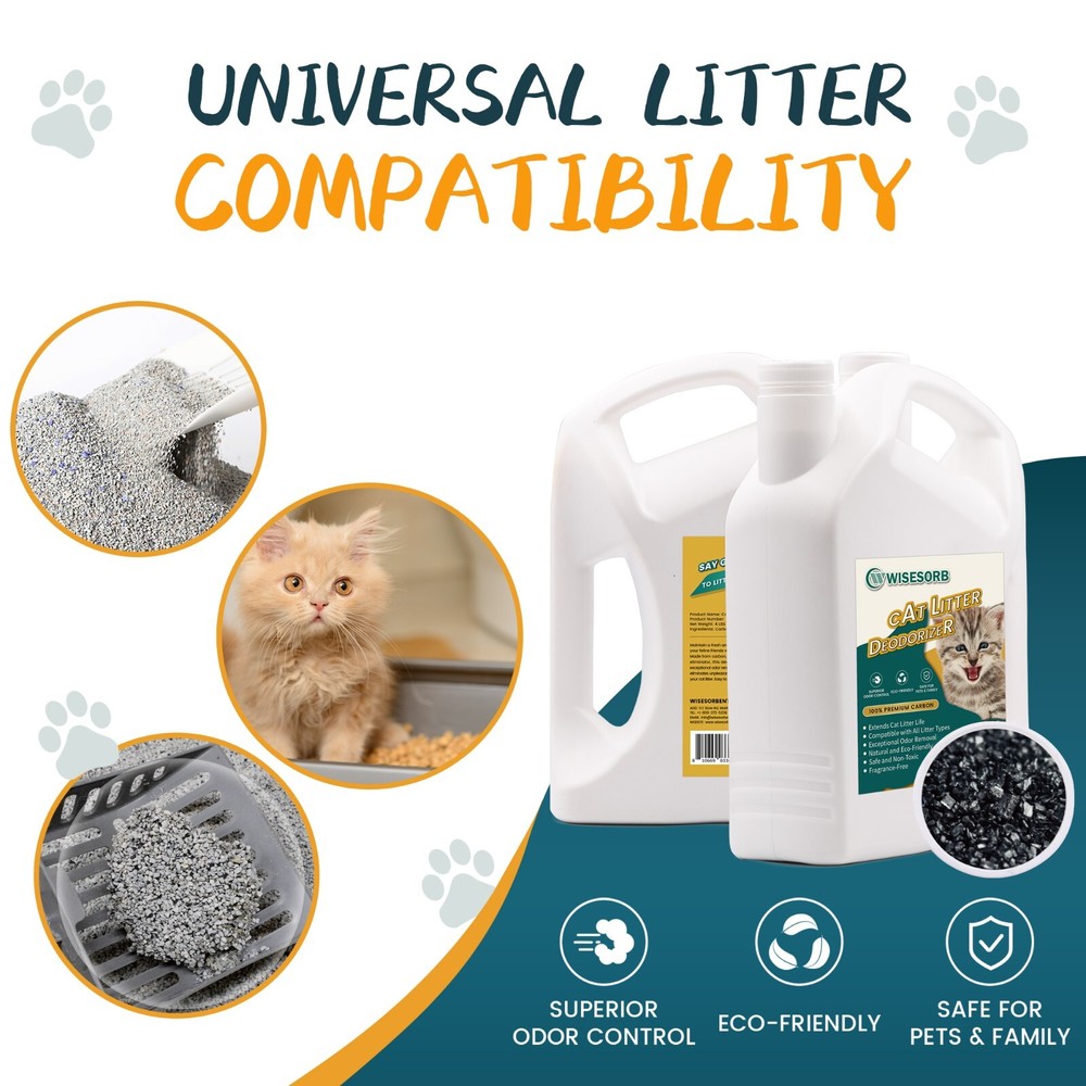 2Pcs 4LBS Cat Litter Deodorizer Activated Carbon, Odor Eliminator Absorbers
