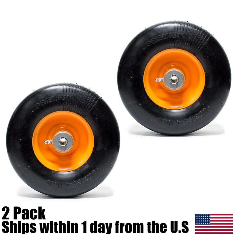 2PK Flat Free Solid Tire for Scag Mowers Front Caster Wheel 9x3.50-4