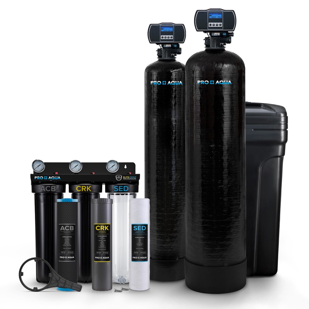 PRO+AQUA Elite Whole House Water Filter Softener Bundle with Reverse Osmosis Dri