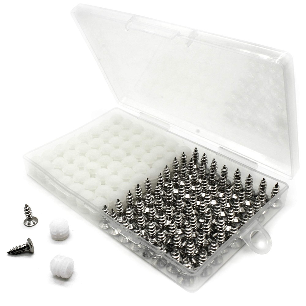100 Pack Plastic Hinge Dowel Inserts Screws Included Cabinet Installation