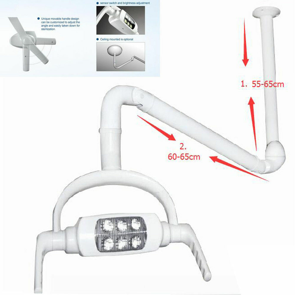 Dental Ceiling Mounted Induction Lamp 6 LED Shadowless Light Sensor Switch US
