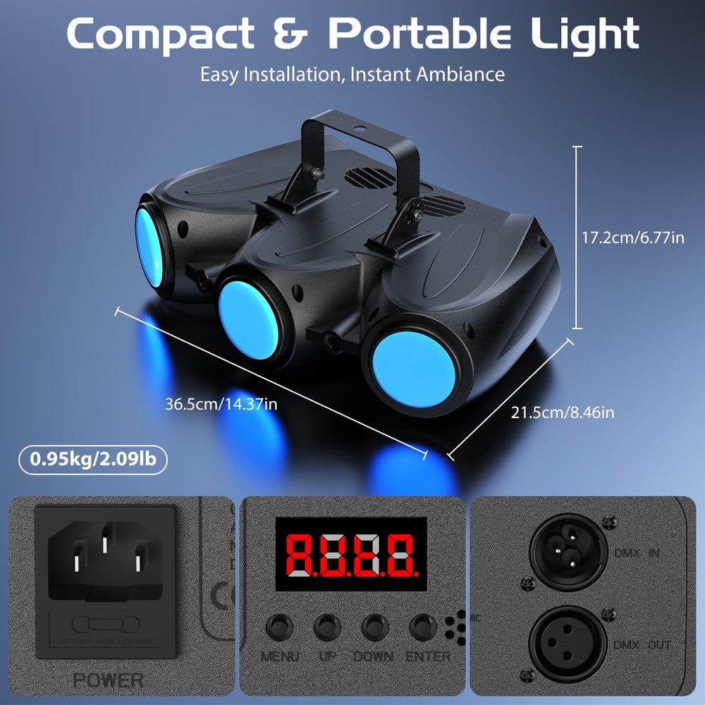 192LED RGBW Stage Light Multi-Pattern Disco Laser Lighting DMX Party DJ 30W